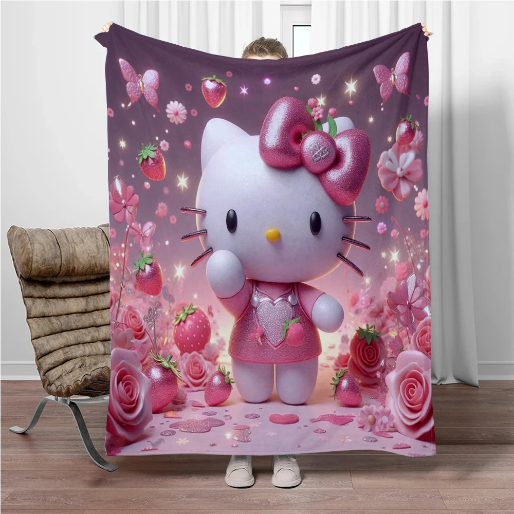 31 Style Sanrio Hello Kitty Cartoon Soft 3D Cute Flannel Blanket Throw Blanket for Living Room Bedroom Bed Sofa Picnic Kids Gift 6