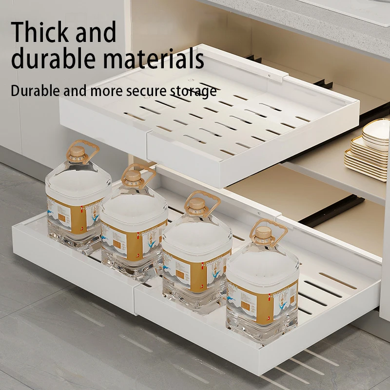 Spice Box Storage Rack Scalable Pull-out Kitchen Storage Rack Multi-Functional Retractable Drawer Basket Cabinets Organizer 2