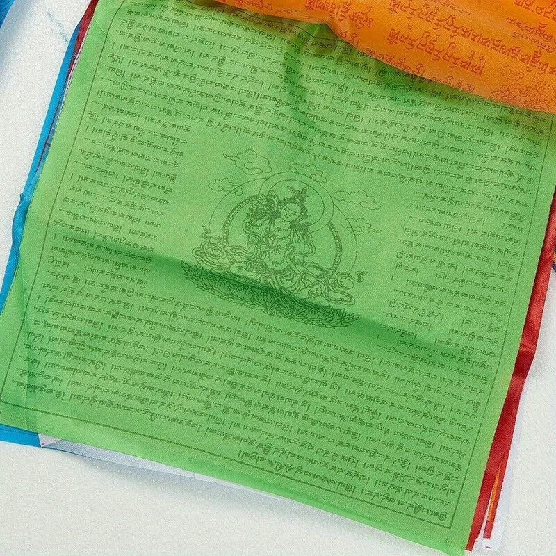 Religious  Tibetan Buddhist Supplies Colour Print Prayer Artificial Silk Tibet Lung Ta Banner Scriptures Garden Flags Decoration