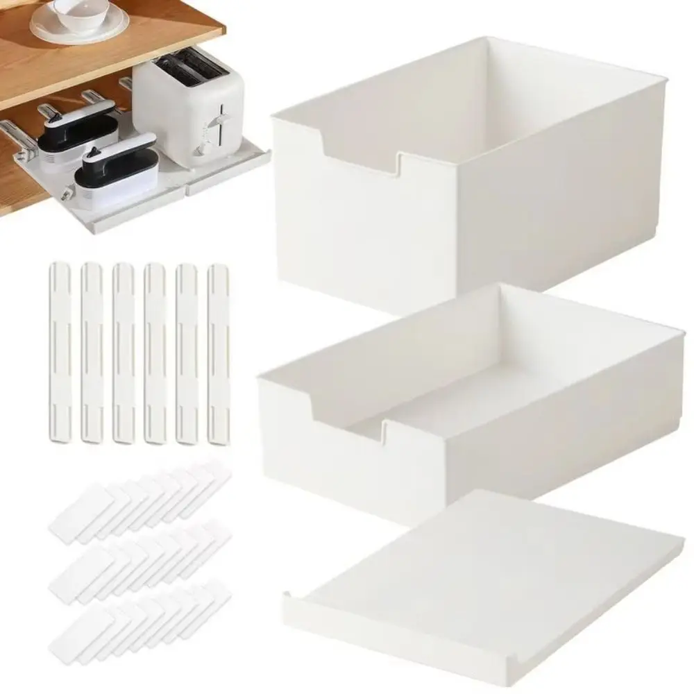 Durable Pull Out Cabinet Drawer Organizer Space Saving Plastic Storage Shelves Slide Out Storage Rack
