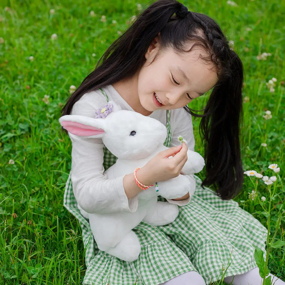Realistic Furry Rabbit Plush Toy Lifelike Animal Bunny Baby Doll Simulation Model Birthday Gift Room Decor 30-50cm