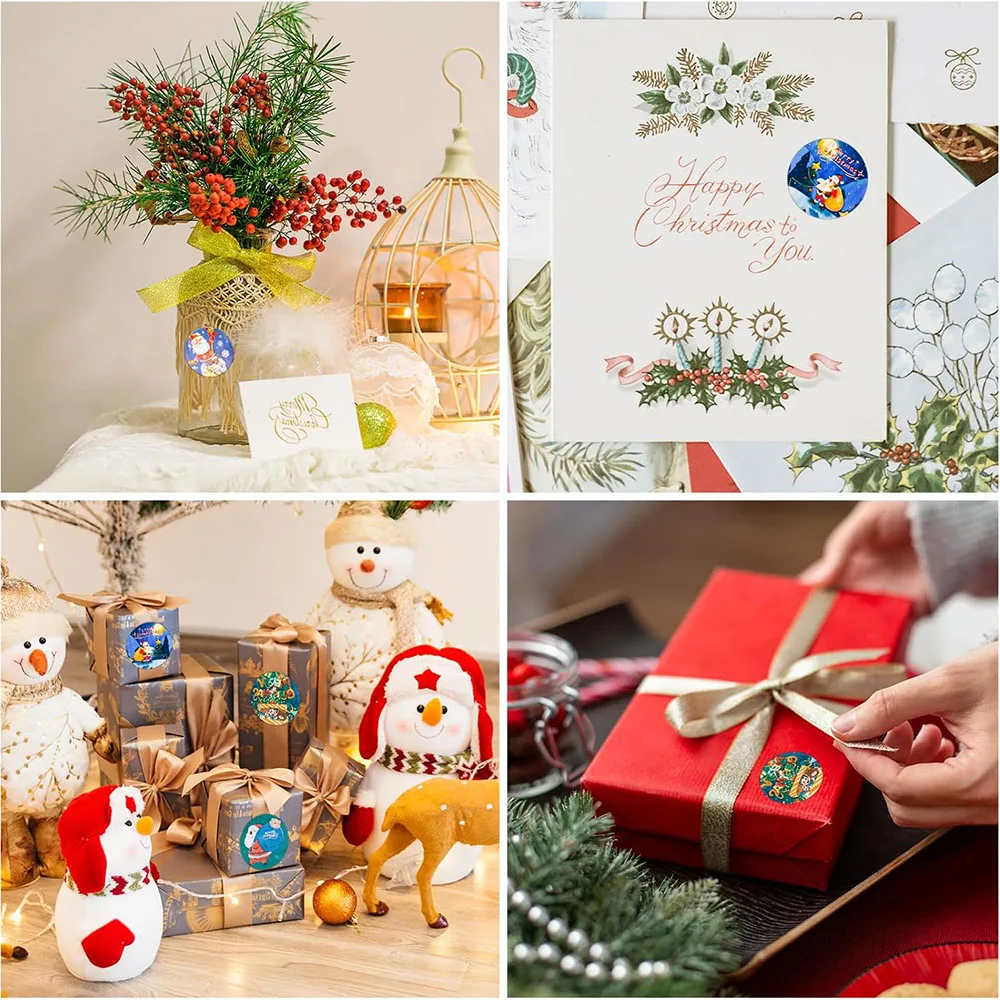 Decorative Stickers Self Adhesive Stickers Adhesive Stickers Decorative Labels Stickers Gift Box Stickers 500Pcs/Roll Christmas Sticker Labels 1 Inch Round Merry Xmas Decorative Envelope Seals Stickers for DIY Cards Gift Boxes Tags