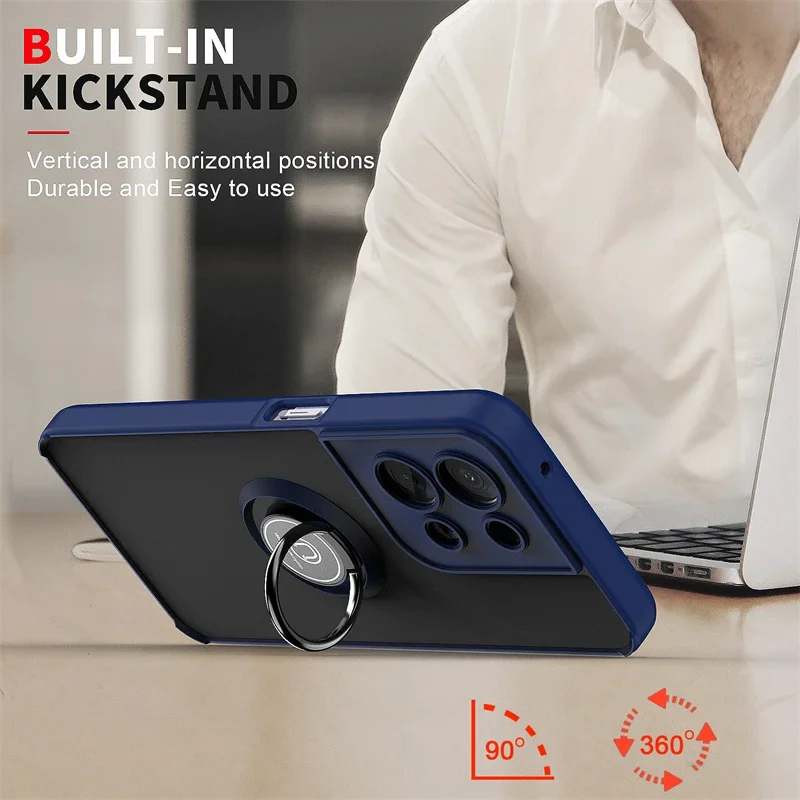 Matte Magnetic Car Ring Stand Phone Case with Back Cover