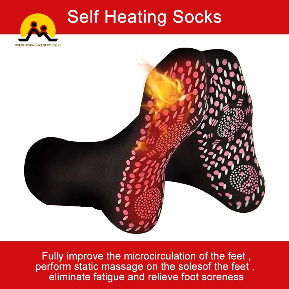 Heated Socks Thermal Socks Mens Socks Women Hiking Socks Self Heating Socks For Men Women Foot Massage Magnetic Therapy Non-slip Dots Relieve Tired Winter Warm Equipment