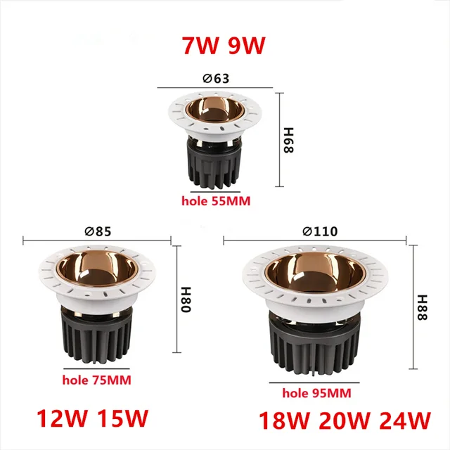 눈부심 없는 현대 가정 조명을 위한 경계선 없는 LED 다운라이트
