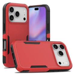 Premium Hybrid Dual Layer Armor Shockproof Case Box - iPhone 16 (Red)