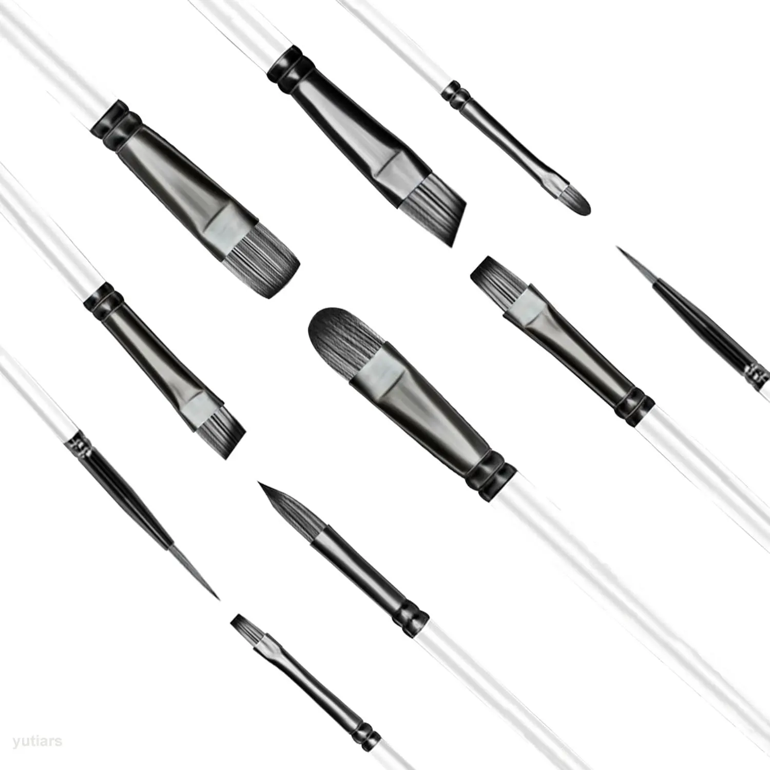 10개입 아티스트 나일론 페인트 브러쉬 미술용품 문구 전문가용 수채화 아크릴 나무 손잡이 페인팅