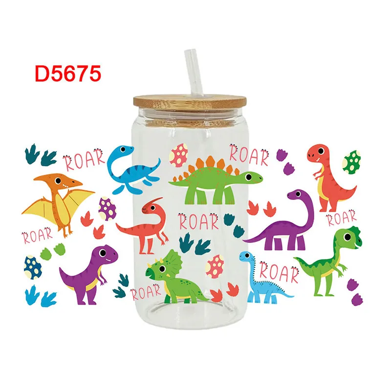 UV DTF Transfer Sticker Animal Pig Rabbit For The 16oz Libbey Glasses Wraps Bottles Cup Can DIY Waterproof Decals D5675