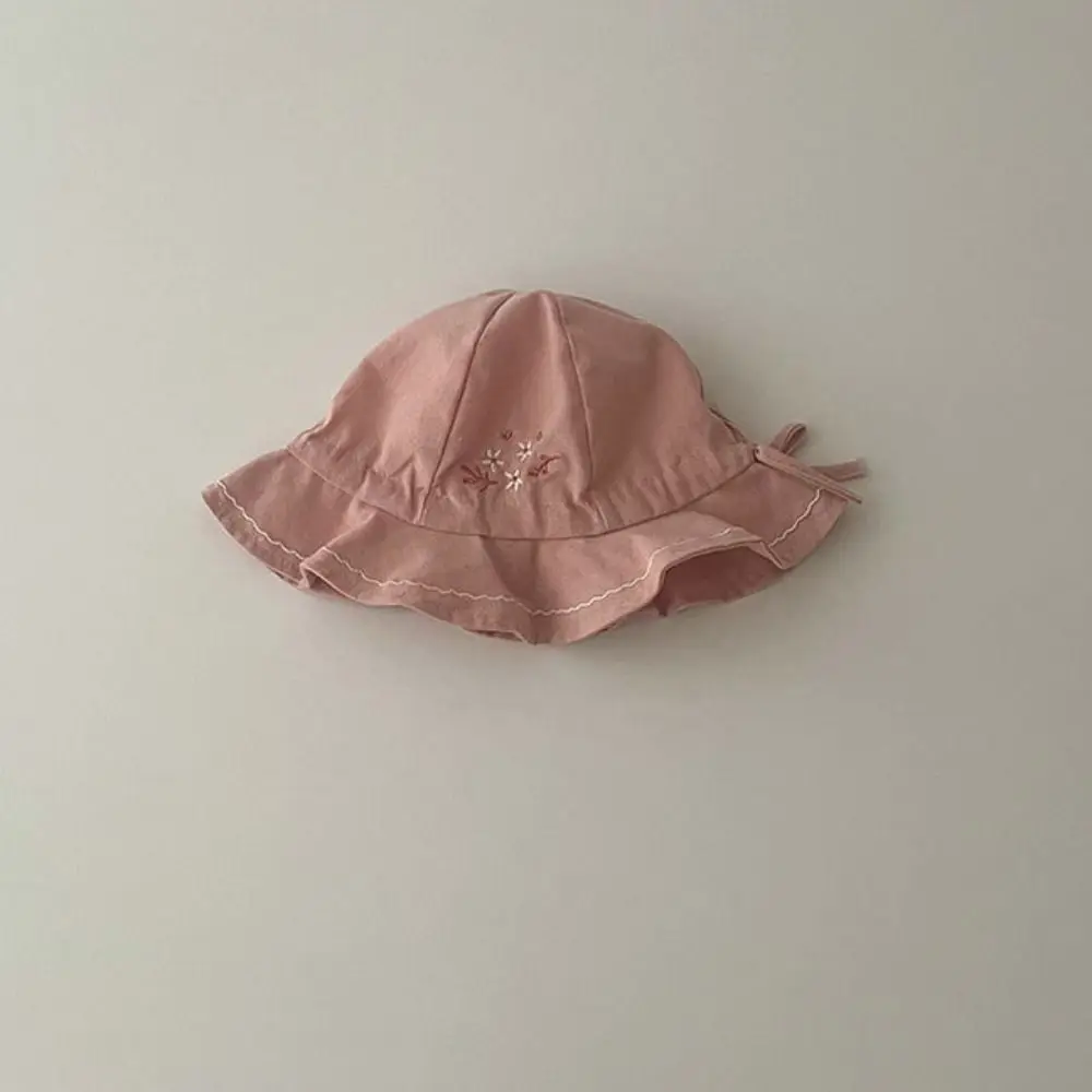 Adjustable Flower Infant Bucket Hat Love Heart Pleated Baby Sunhat Sunscreen Wide Brim Toddle Fisherman Hat Kid