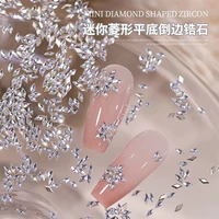 100pcs 3D Mini Zircon Nail Art Rhinestones Shiny Clear Crystal Flatback Nail Diamond Dazzling Mixed Shape Nail Gemstone DIY Deco 3