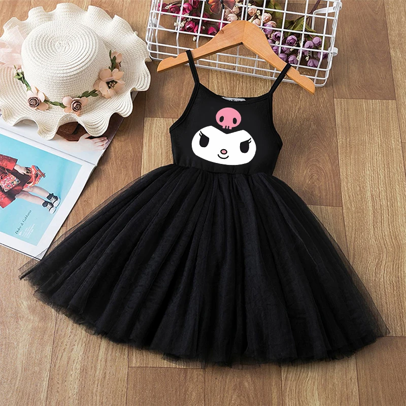 

Юбка для девочки Hellokitty Kuromi, платье принцессы, женская одежда, детское Плиссированное Платье из сетчатой ткани с короткими рукавами, подарок