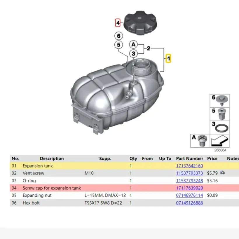 BM F22 F30 F32 F36 2/3/4 Coolant Expansion Tank Overflow Reservoir 17137642160 17137609468 CAP AND TANK