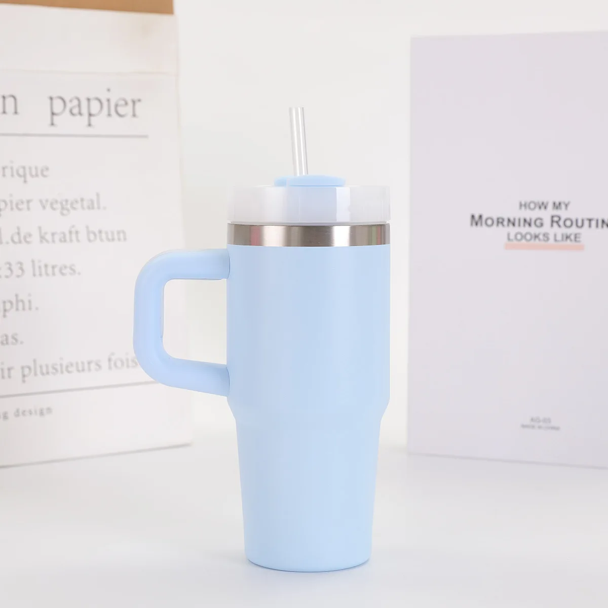 كوب سيارة 14 أونصة مع مقبض بطبقة مزدوجة كوب قهوة م...