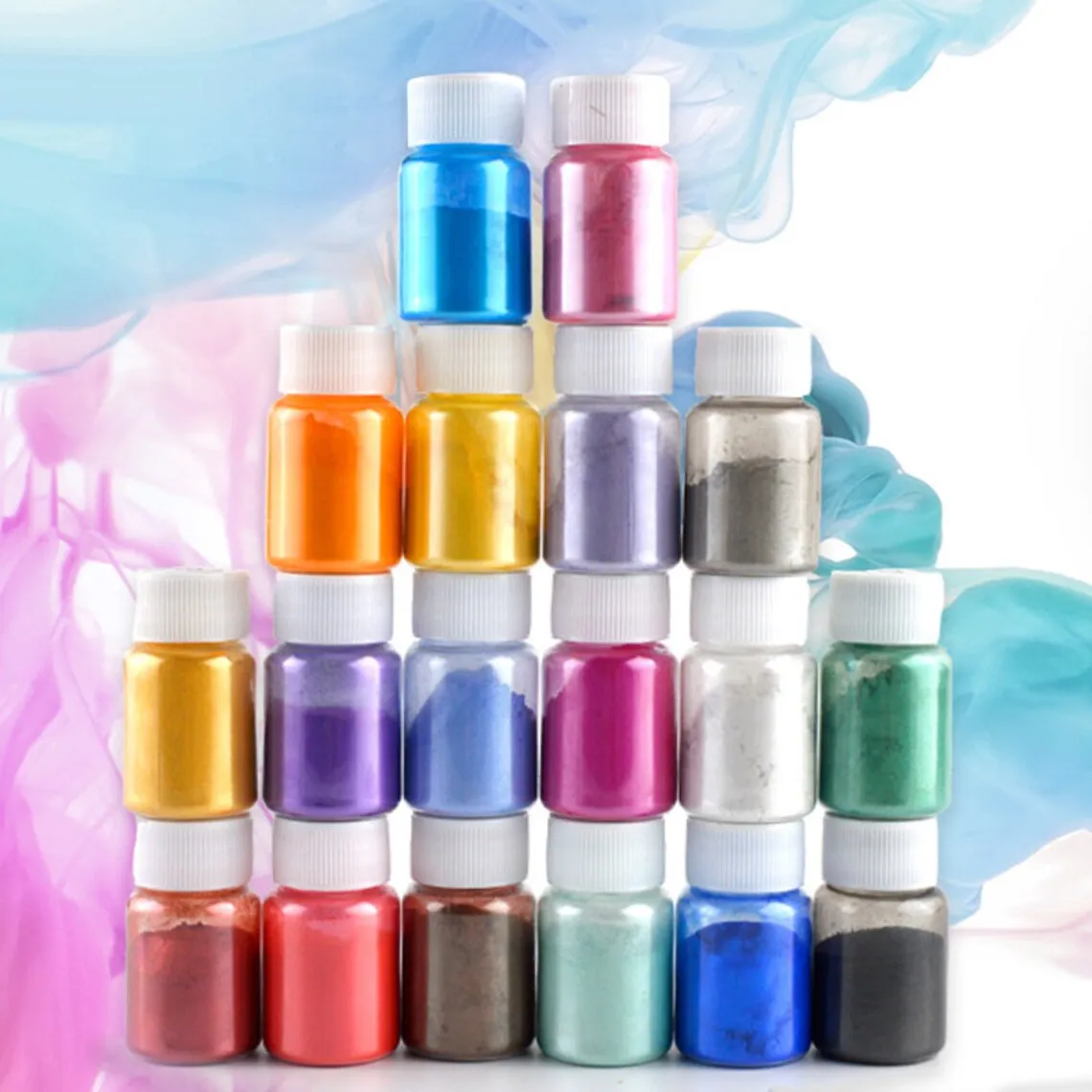 Mica Powder Pearl Pigment Non-Toxic Safe Metallic Flour Mica Mineral Powder Pearlescent 20ML/Bottle