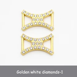 Luxury Rhinestone Shoe Charms with Colorful Diamonds and Fashion Shoelaces - Elegant Sneaker Decorations (Set of 2) (Gold white diamond - 1)
