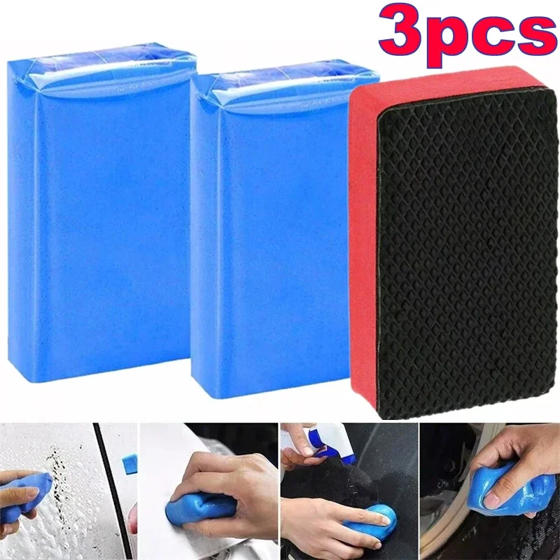 3PCS Car Clay Bar Detailing Auto Car Clean Wash Cleaner Sludge Mud Remove Magic Cleaning Brush Accessories