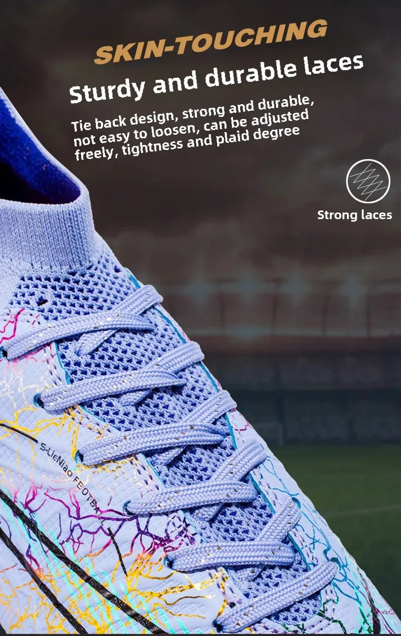 Chaussures de football unisexes à clous longs pour entraînement sur gazon