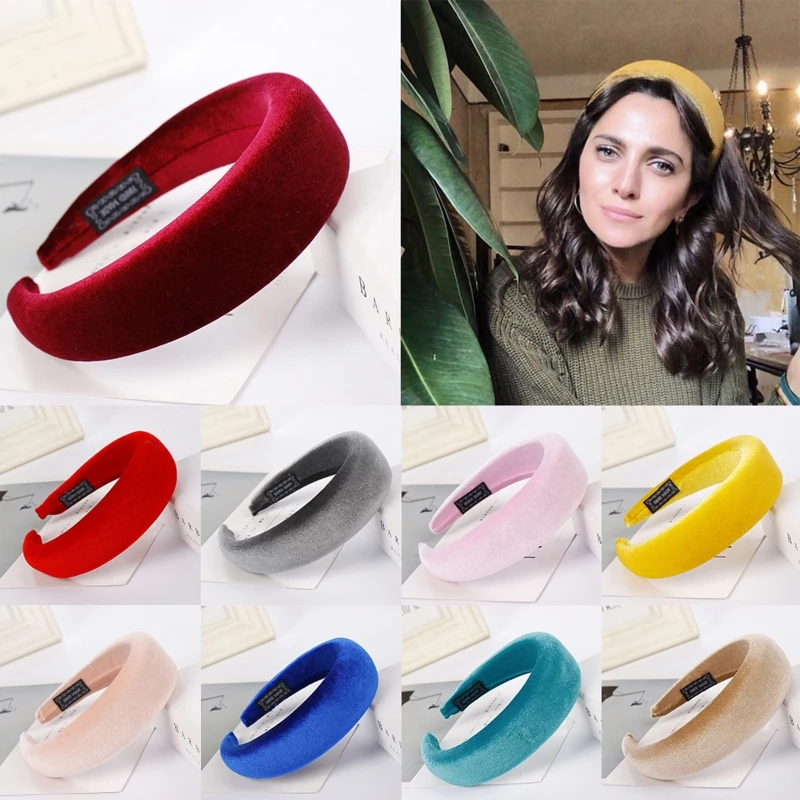 

11 Colors Women Padded Wide Sponge Headband Glitter Sweet Candy Color