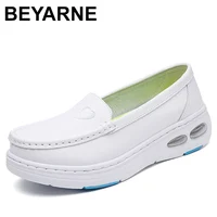 Big size 2024 new  hot sell high quality real cow leather soft and comfortable white color  lady shoes for nurse and doctor 1
