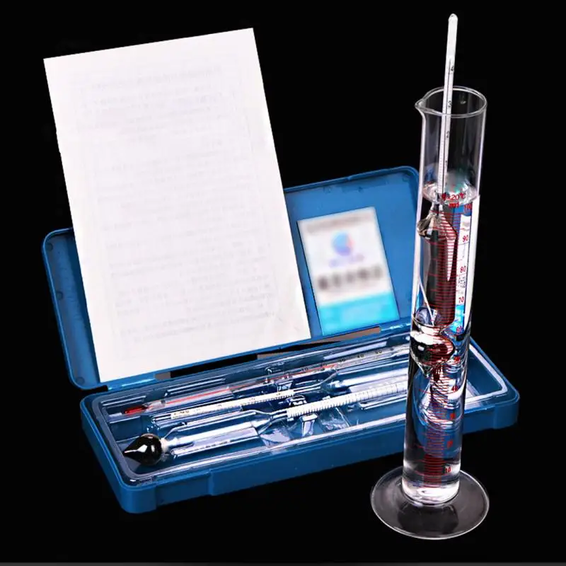 Cocktail Bar Tools 3 Pcs 0-100 Hydrometer Alcoholmeter Tester Set Alcohol Concentration Meter + Themometer Concentration Meters