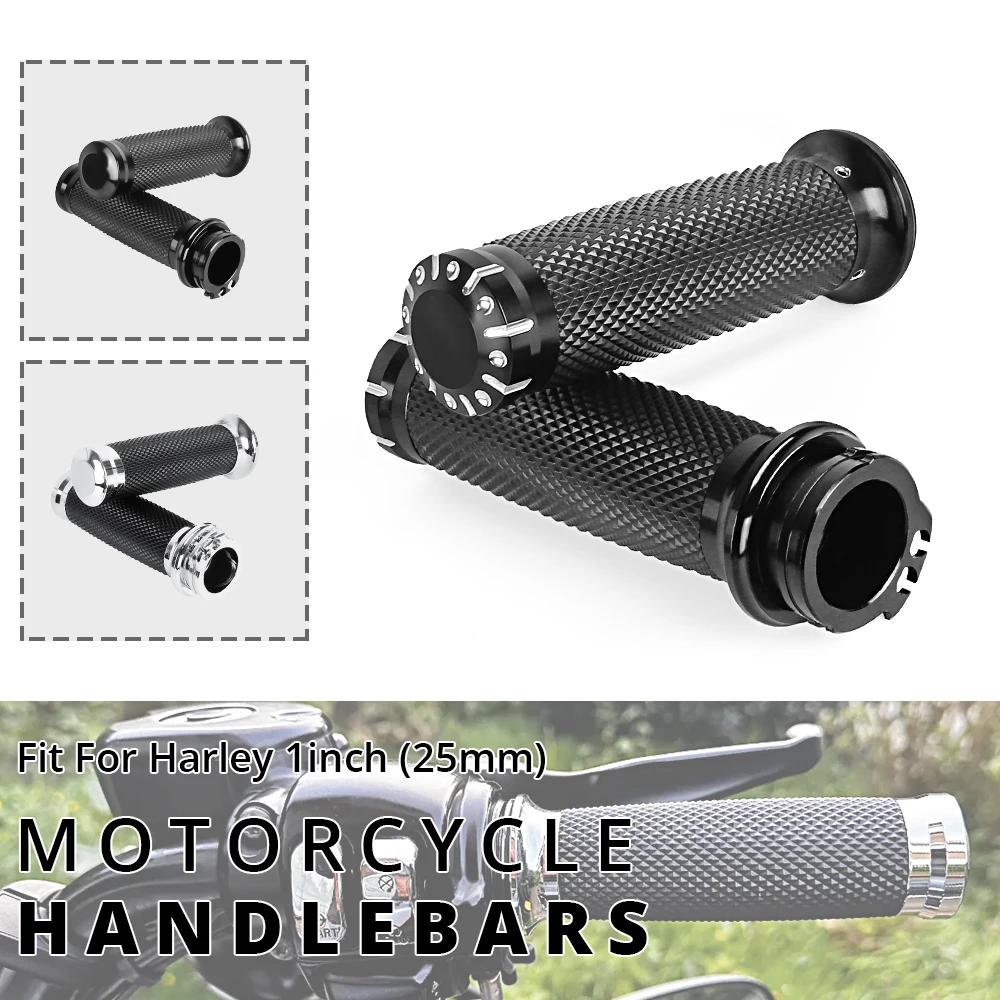 

For Harley Sportster 883 1200 XL XR Softail Touring Dyna VRSC Custom Handle Bar 1"25mm Black Hand Grips Handlebar Chrome Grips