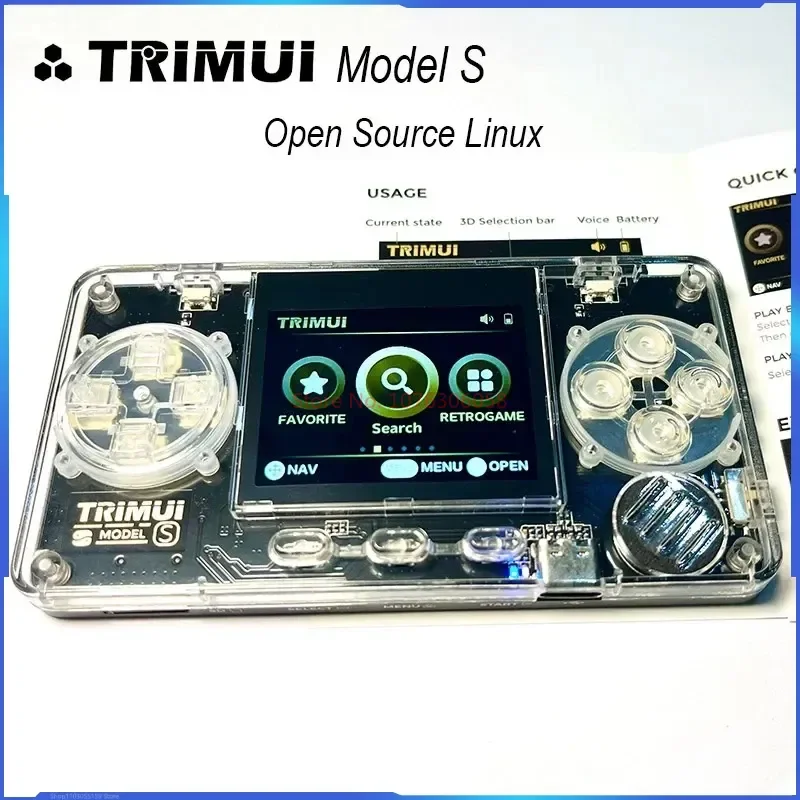 Trimui Model S Handheld Game Machine 2 Inch Ips Scherm Mini Extreem Compacte Nostalgische Handheld Kaart Machine Transparant Lichaam