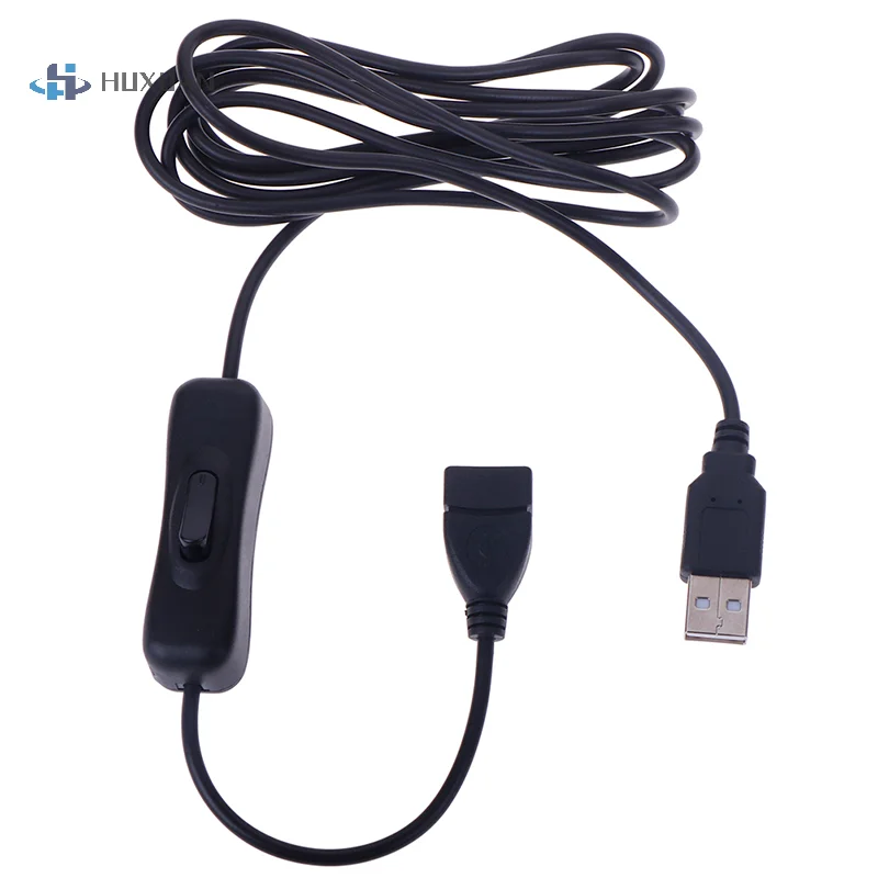 USB 케이블 수-암 스위치 온 오프 케이블 토글 LED 램프 전력선 2m, 1PC