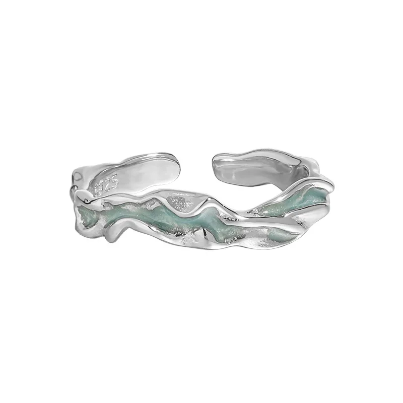 SHANICE Authentic S925 Sterling Silver Ring Geometric Adjustable Drop Glaze Ring Women's Fine Jewelry Dinner Party Gift Wholesal 5