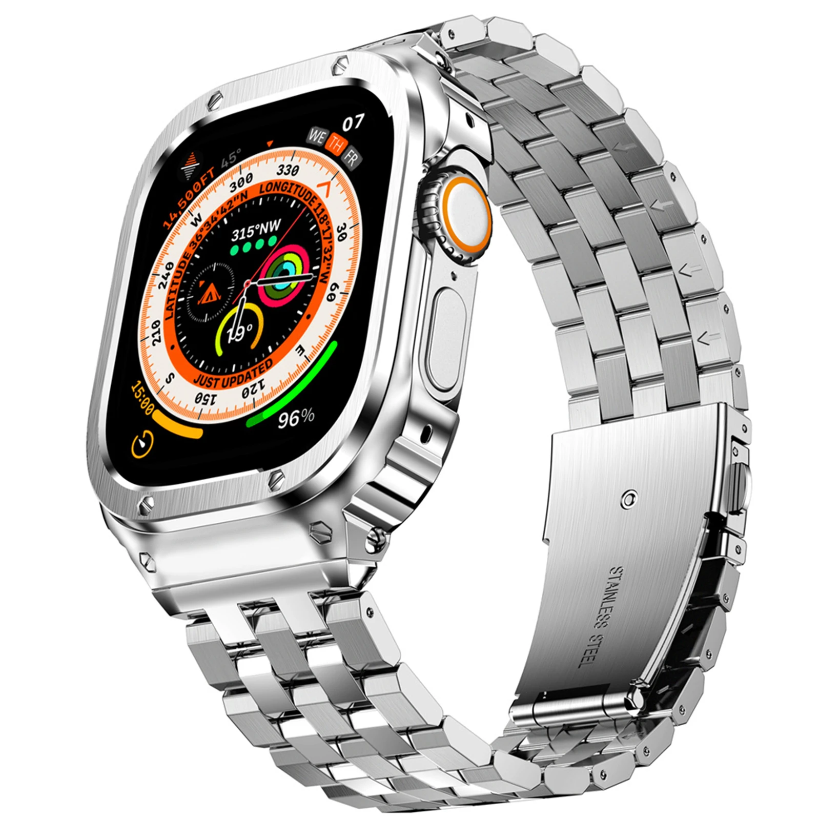 

Stainless Steel Strap+Case For Apple Watch Band 49mm 45mm 44mm (not watch) bracelet Bumper Cover iwatch serie 4 5 SE 6 7 8 Ultra