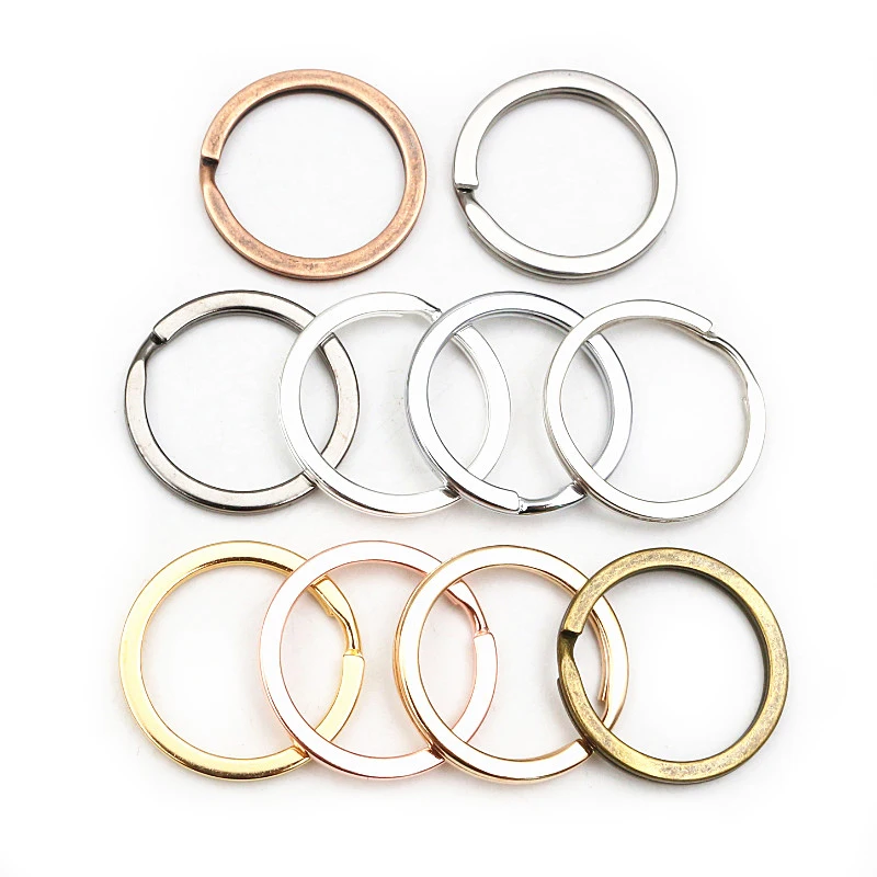 20/30 pcs/lot Key Chain Key Ring Bronze Rhodium Gold Color 28mm Long Round  Split Keyrings Keychain Jewelry Making Wholesale