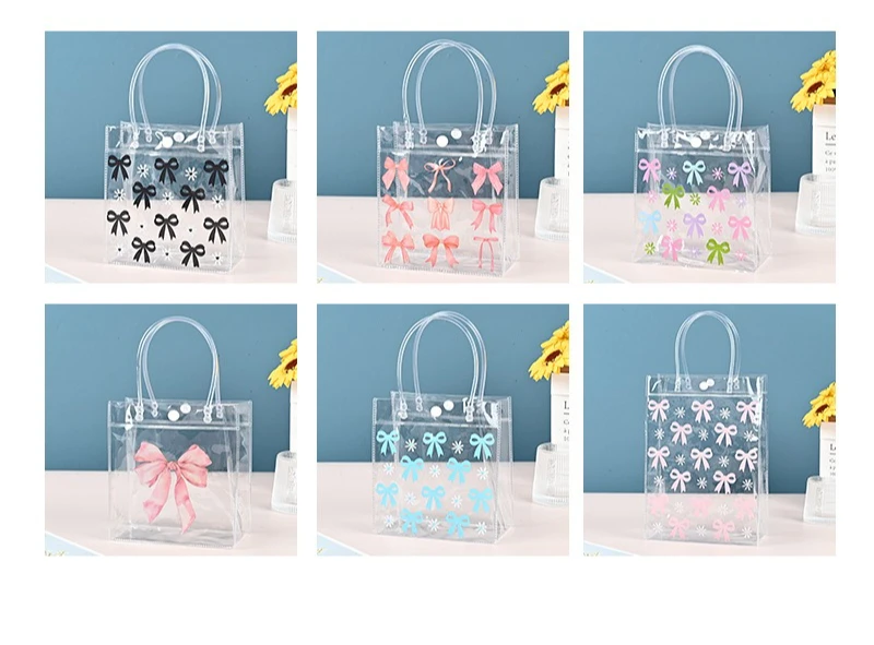Description Picture 5 of item10 Pieces of PVC Transparent Tote Bags Flexible Cosmetics Shopping Bags Jewelry Candy Gift Bag Holiday Party Wedding Decorations