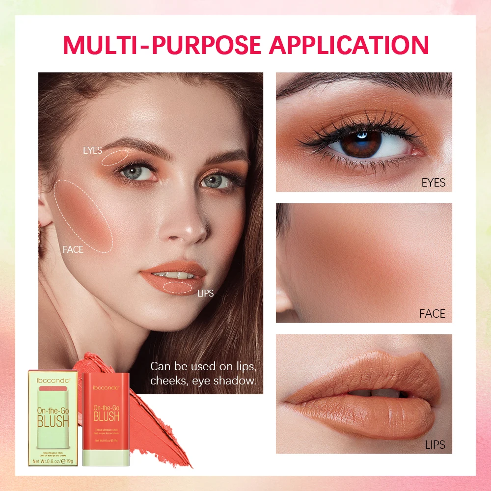 Blush Stick Waterproof Easy Color Rouge Blusher Cream High Color Rendering Brightening Skin Tone Makeup