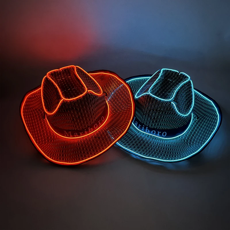 Wireless Disco Luminous Led Bride Cowgirl Hat Glowing Light Bar Cap Bachelorette Party Supplies Flashing Neon Western Cowboy Hat neon hat party hat cowboy doll hat