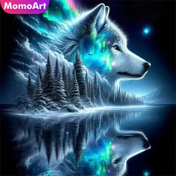 Momoart Diamond Embroidery Tree Landscape River New Arrival DIY Mosaic Wolf Acrylic Craft Supplies Painting Dog Holiday Gifts 1