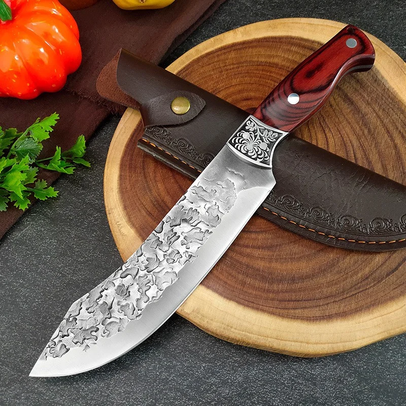 Forged Kitchen Chef Knife 7Cr17Mov Stainless Steel Meat Cleaver Boning Knife Professional Butcher Fish Fruit with Cover