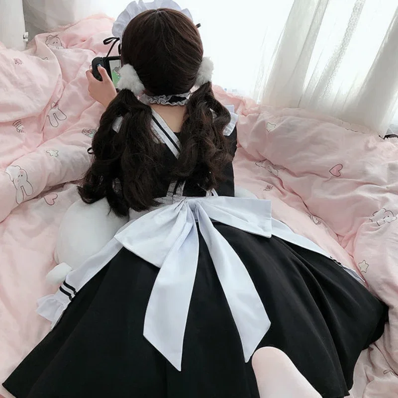 Anime Maid Cosplay Costume Adult Women Girls Lolita Kawaii Black Dress Apron Suit Halloween Outfit Party Uniform