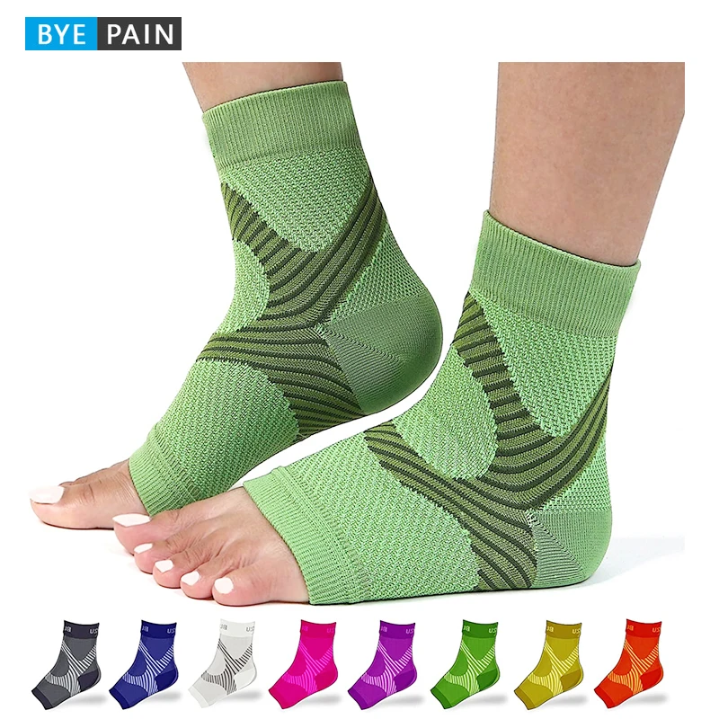 1Pair Ankle Compression Sleeve Open Toe Ankle Compression Socks Plantar Fasciitis Support Brace for Men Women Arch Support