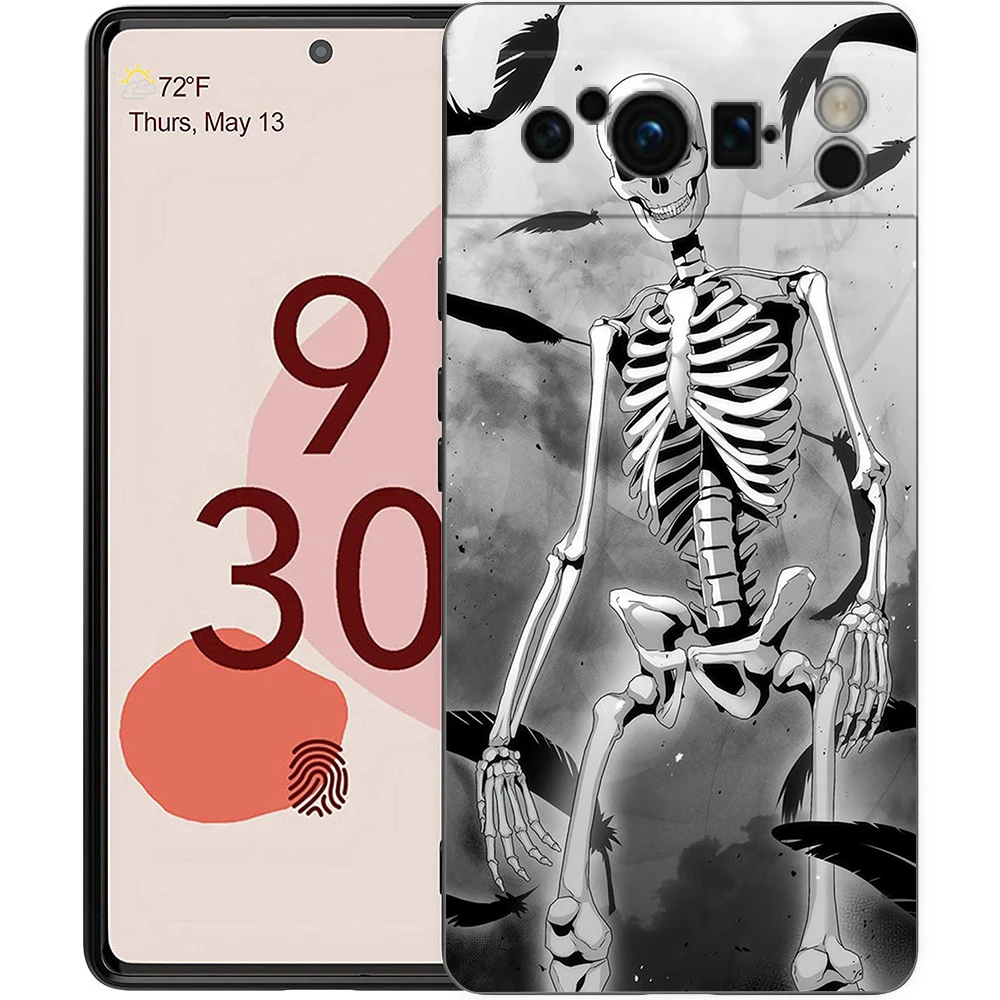 Black Soft Shell Phone Case with Funny Skeleton Design