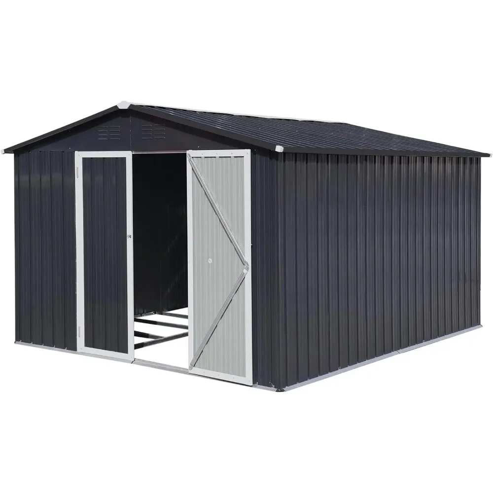 

Metal Storage Shed for Outdoor 8' x 6' with Design of Lockable Doors, Utility and Tool Storage for Garden, Backyard, Patio