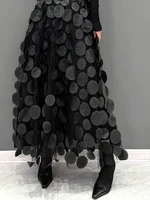 QING MO Polka Dot Women Skirt Black 2023 Spring Summer New Korean Fashion Trend Patchwork Mesh Skirt Streetwear Dress ZXF1016 - Image 5