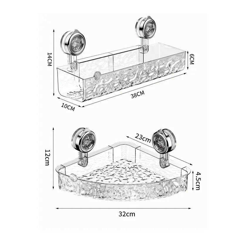 Shower Room Suction Cup Storage Shelf Basket Home Bathroom Organizer floating Shelf Decorative Easy Install Bathroom Accessories 3