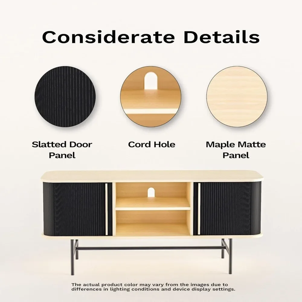 Trybal with tabol door, sideboard et tabours with sliding doors, media console storage