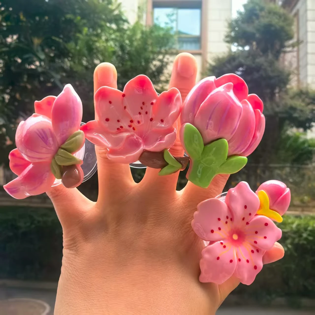여름 연꽃 꽃 사쿠라 유니버설 게으른 브래킷 데스크탑 스탠드 아이폰 스마트 톡 지원 손가락 링 홀더 소켓