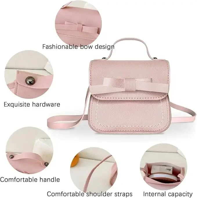 Sacs à main et sacs à main pour enfants, Mini sac à bandoulière à nœud papillon, petite pochette pour pièces de monnaie pour petite fille, sac à main pour tout-petits