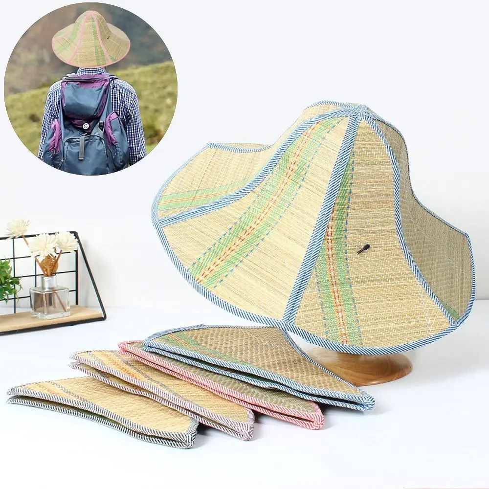 Men Women Fishing Sunshade Foldable Straw Hat Rattan Anti-ultraviolet Fisherman's Cap Big Visors