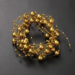 Elegant Acrylic Bead Chain for Decoration and DIY Projects - 5M Long (Golden)