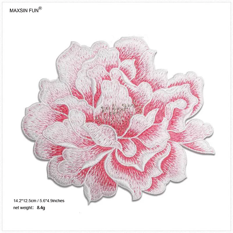 Pfingstrosen-Blumen stickerei Aufnähen Patches für die Reparatur von Kleiderlöchern, wasser lösliche Technologie, haut freundlich, weich kleber frei – Detail 6
