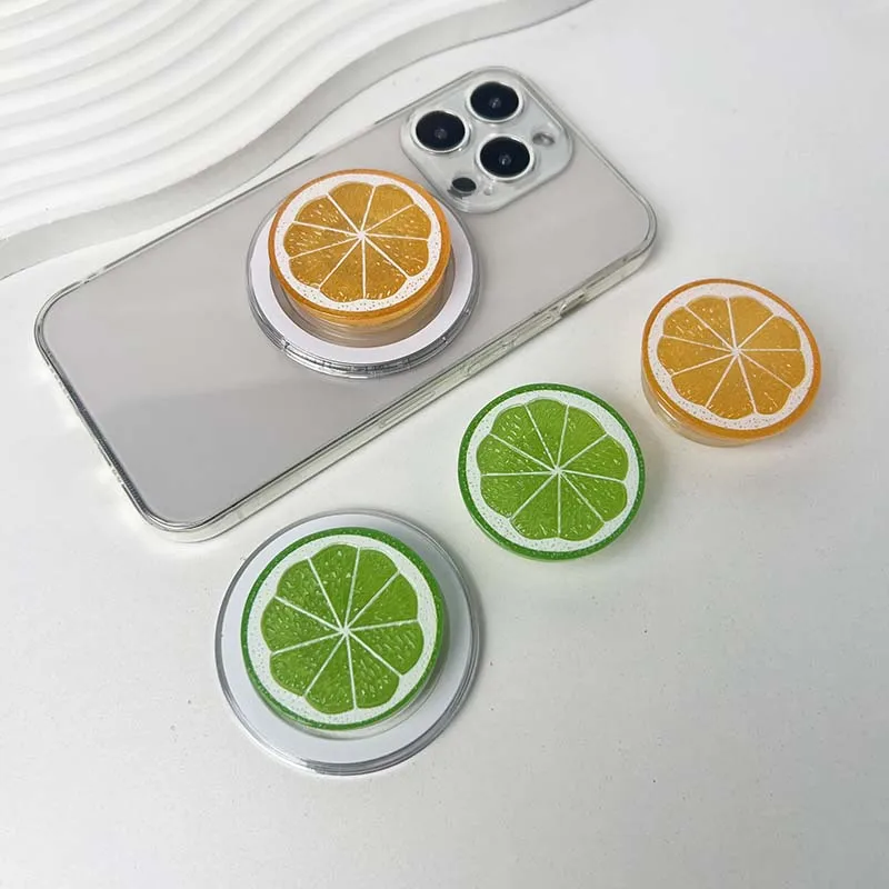 Magnetic & Adhesive Foldable Phone Grip Stand - Fruit Slice Design