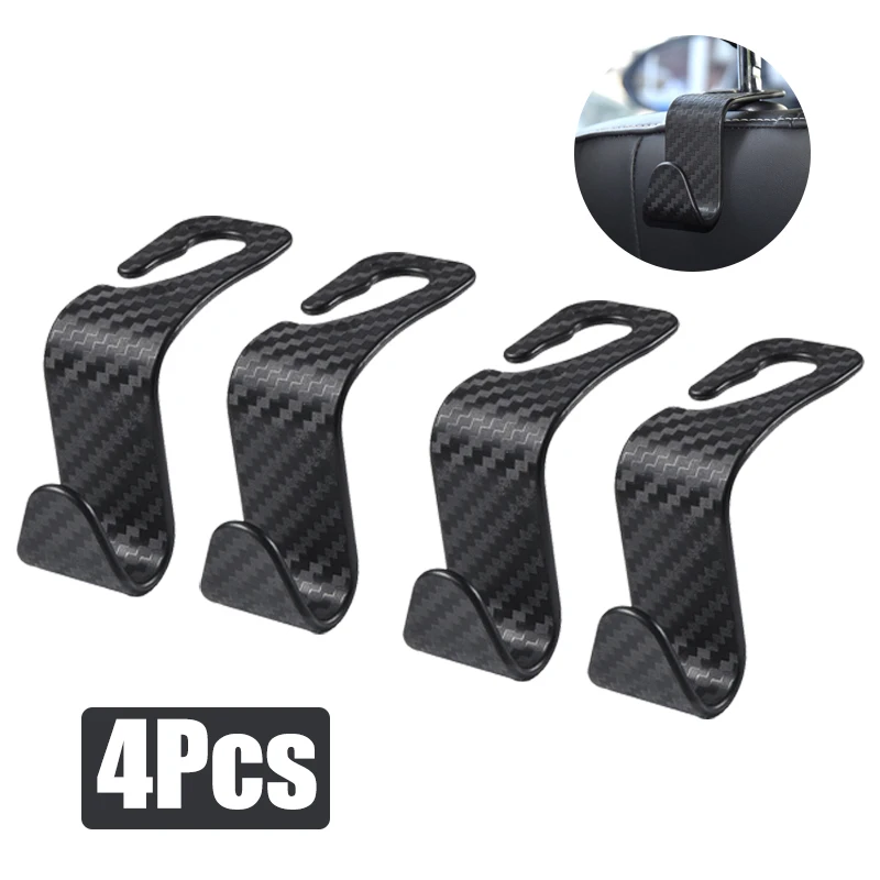 

1/2/4Pcs Universal Car Seat Headrest Hook Carbon Fiber Storage Hanger Back Seat Organizer Holder Vehicle Accessories