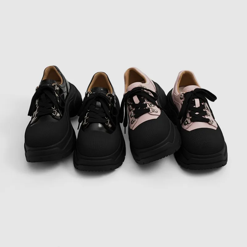 Leisure Sports Shoes 2024 Spring New Women's Sweet Cool Songcake Lace Up Single Shoes Comfort Trend Design